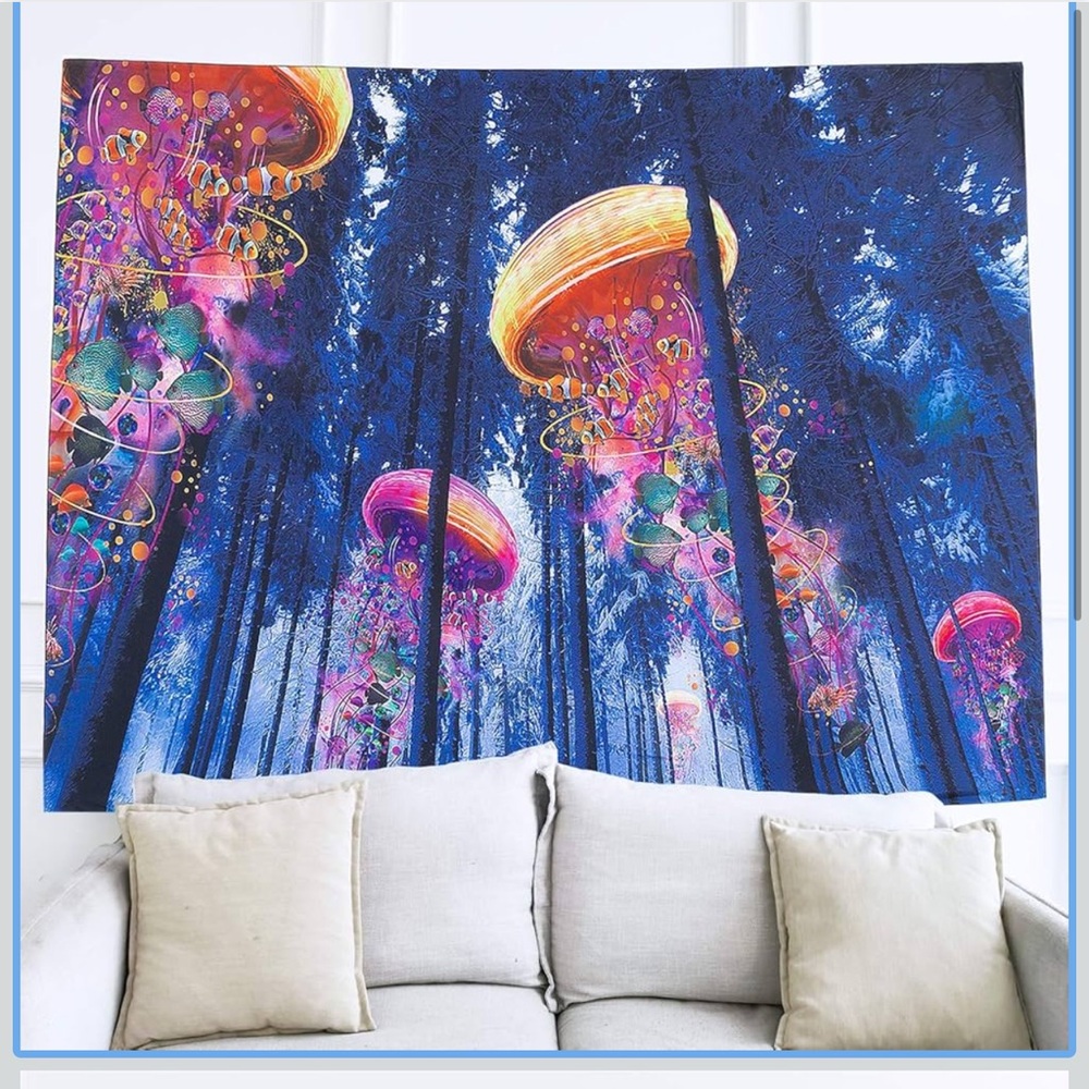 Abstract Blue and Pink Forest Canvas Wall Art